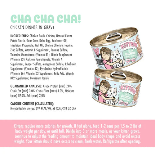 Weruva BFF Kitten!  Chicken Cha Cha Cha! Chicken Dinner in Gravy Cat Food