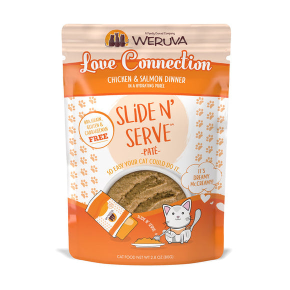 Weruva Slide N’ Serve Love Connection Chicken & Salmon Dinner in a Hydrating Purée Wet Cat Food