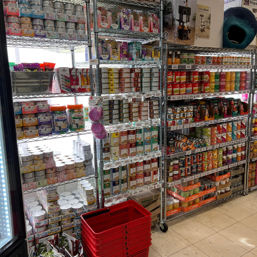 Canned pet food inside of Max's