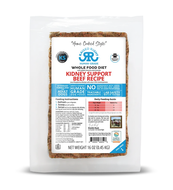 Raised Right Kidney Support Beef Adult Dog Recipe