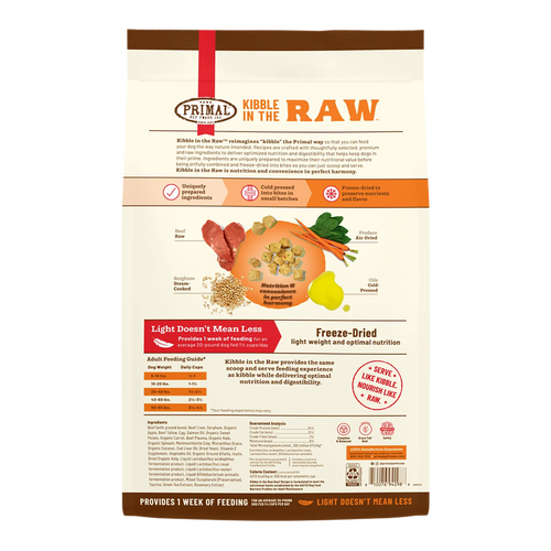 Primal Pet Foods Kibble in the Raw Beef Recipe for Dogs