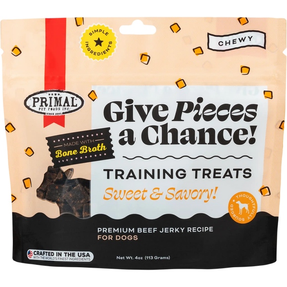 Primal Pet Foods Give Pieces a Chance Beef Jerky Pieces Recipe Dog Treats