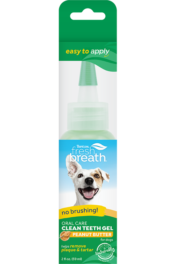 TropiClean Fresh Breath No Brushing Peanut Butter Flavor Clean Teeth Dental & Oral Care Gel for Dogs