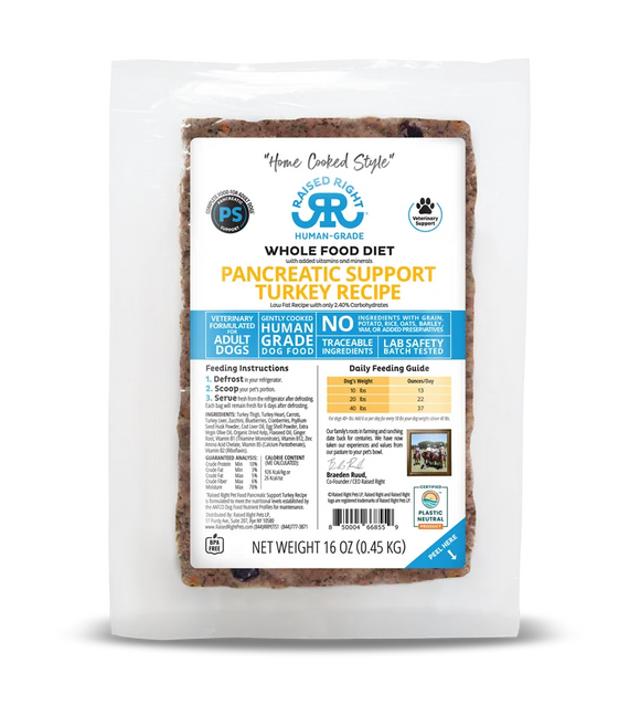 Raised Right Pancreatic Support Turkey Adult Dog Recipe