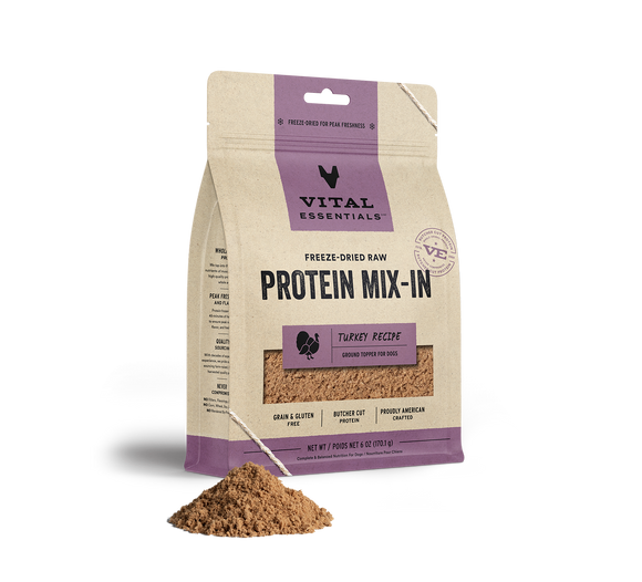 Vital Essentials Freeze-Dried Raw Protein Mix-In Turkey Recipe Ground Topper for Dogs