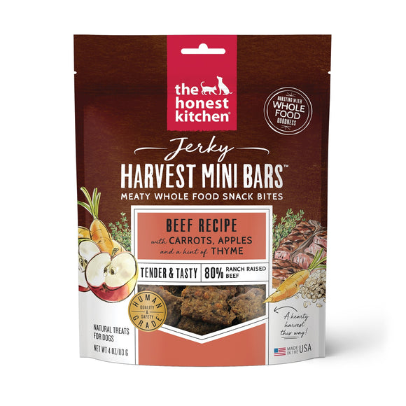 The Honest Kitchen Jerky Harvest Mini Bars Beef Recipe With Carrots & Apples Dog Treat