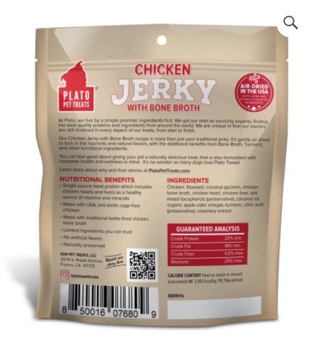 Plato Chicken Jerky with Bone Broth