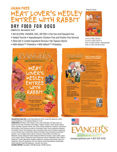 Evanger's Grain-Free Meat Lover’s Medley with Rabbit Dry Dog Food