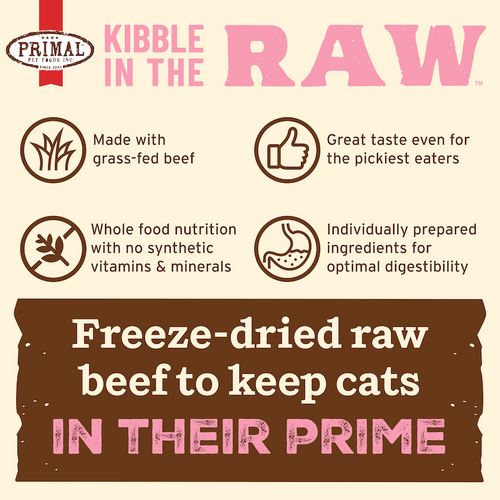 Primal Pet Foods Feline Kibble in the Raw Cat Food Beef Recipe